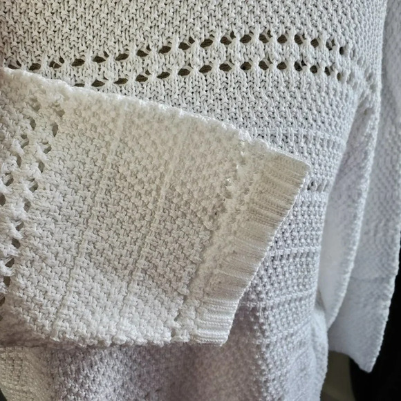 Boho Handmade Crochet  Light Weight Crew Neck Cropped Sleeve Shirt (Size L) - Picture 3 of 12